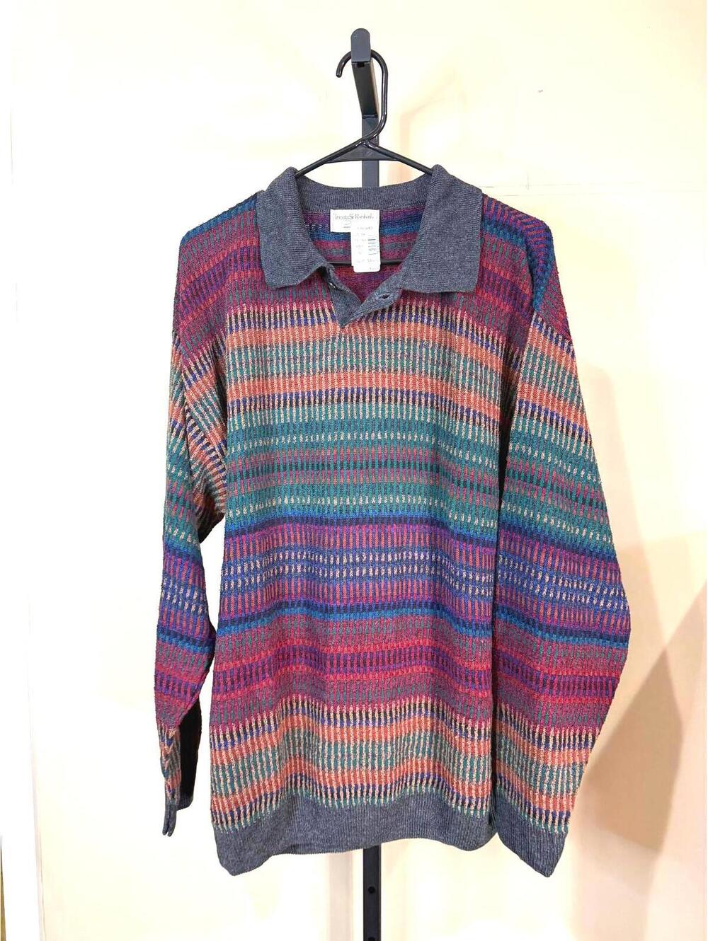 NWT 90s Tricots St. Raphael Large Men's Long Sleeve Knit Polo Sweater